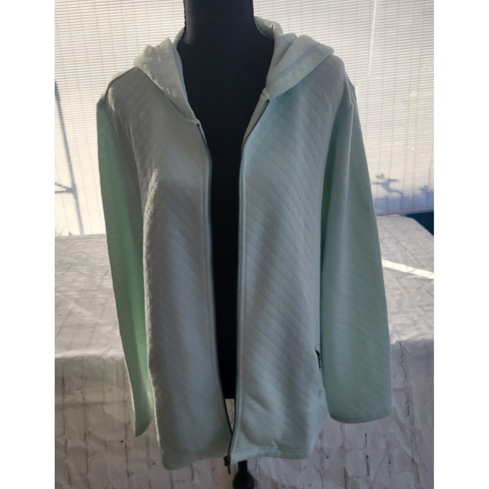 Coldwater Creek Mint Green Quilted Zip Up Hoodie Jacket Women 1X